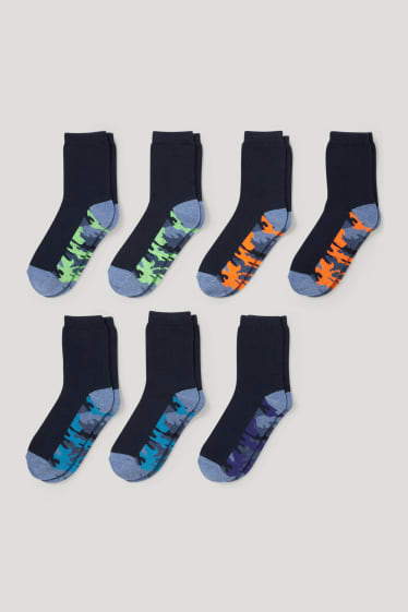 Bambini: - Confezione da 7 - mimetico - calze con motivo - blu scuro
