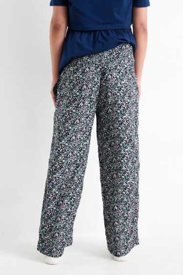 Donna - Pantaloni premaman - palazzo - a fiori - blu scuro