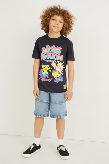 Reverskraag - SpongeBob - T-shirt - zwart