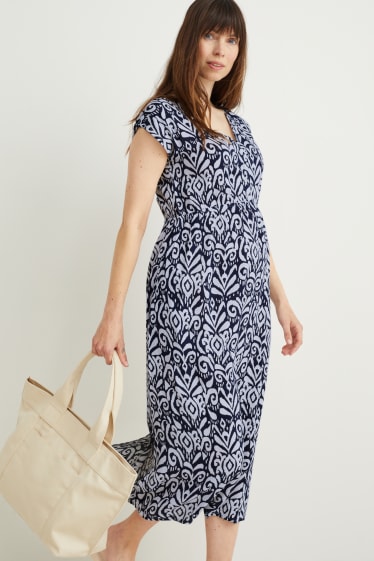 Mujer - Vestido premamá - azul oscuro / blanco roto