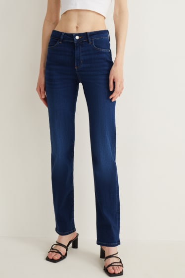 Femei - Straight jeans - talie medie - LYCRA® - denim-albastru