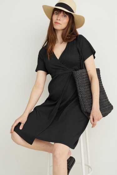 Mujer - Vestido de lactancia cruzado - negro