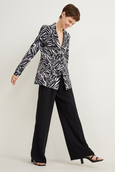 Dames - Blazer - relaxed fit - met patroon - zwart / wit