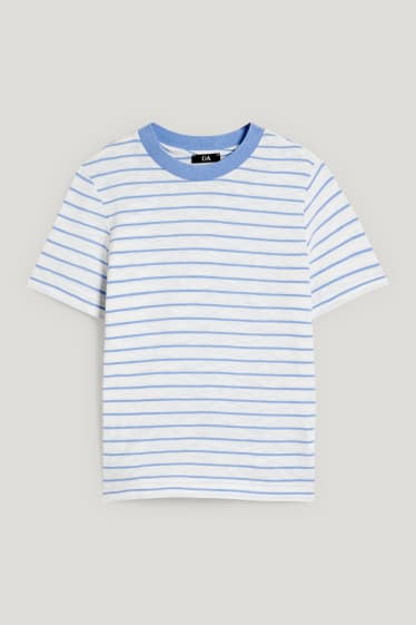 Kobiety - T-shirt - w paski - jasnoniebieski