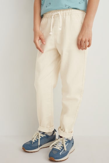 Bambini: - Pantaloni - misto lino - bianco crema