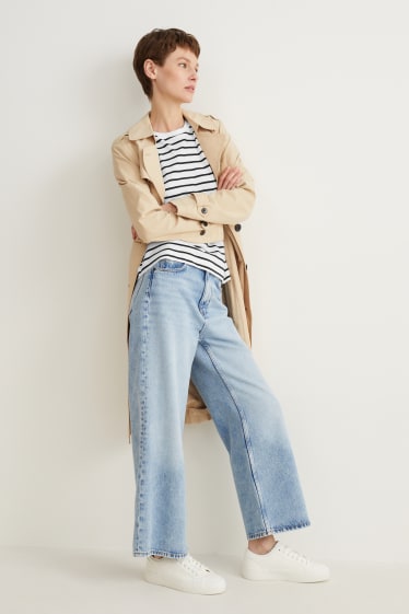 Donna - T-shirt basic - a righe - bianco crema