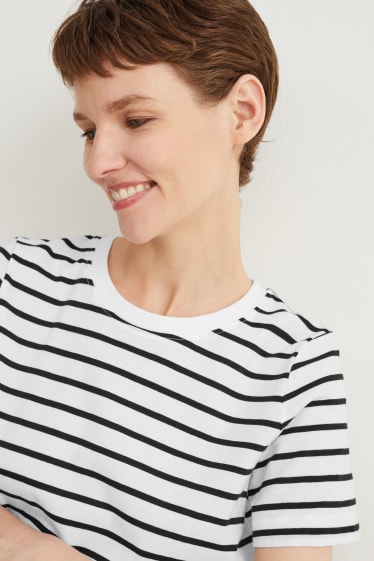 Donna - T-shirt basic - a righe - bianco crema