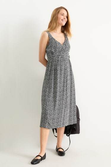 Femmes - Robe d’allaitement croisée - à motif - noir / blanc