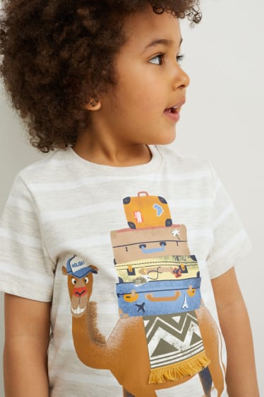 Niños - Camiseta de manga corta - de rayas - blanco roto