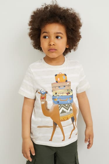 Niños - Camiseta de manga corta - de rayas - blanco roto