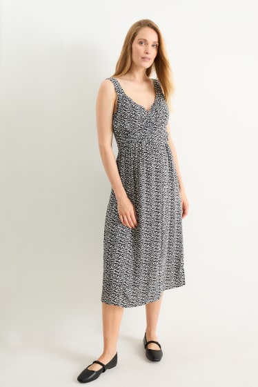 Femmes - Robe d’allaitement croisée - à motif - noir / blanc