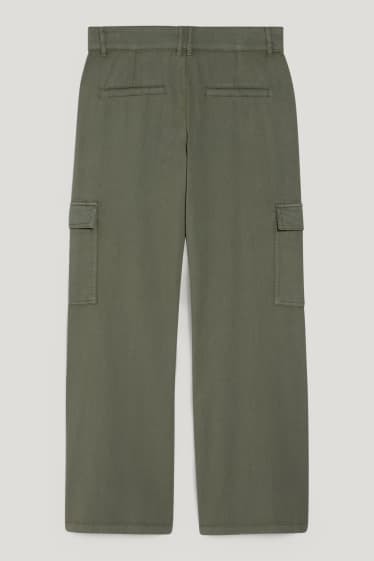 Donna - Pantaloni cargo - vita alta - tapered fit - verde scuro