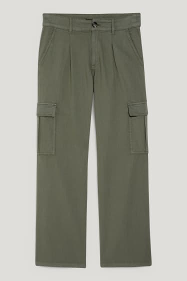 Donna - Pantaloni cargo - vita alta - tapered fit - verde scuro