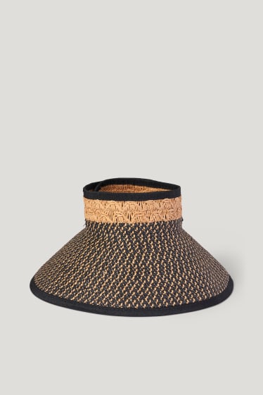 Femmes - Visière solaire en paille - noir