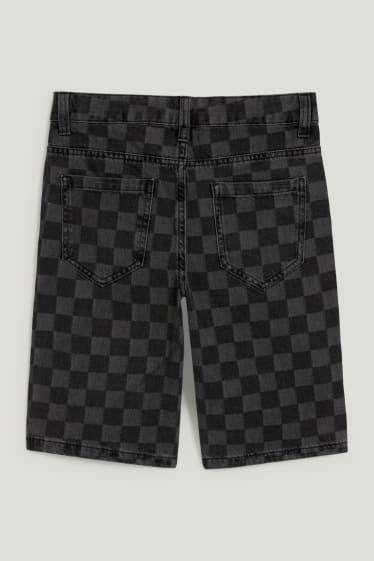 Kids Boys - Jeans-Shorts - kariert - jeans-dunkelgrau