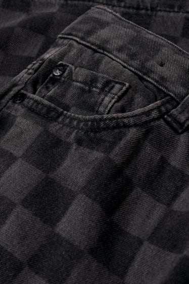 Kids Boys - Jeans-Shorts - kariert - jeans-dunkelgrau