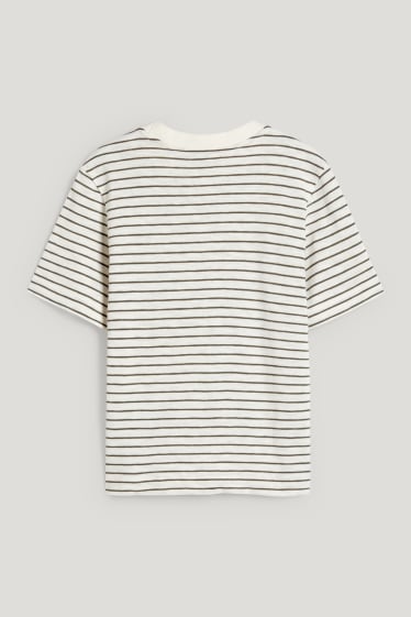 Kobiety - T-shirt - w paski - ciemnozielony / kremowobiały