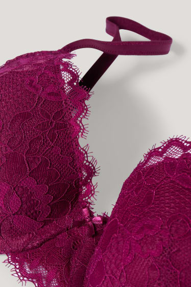 Donna - Reggiseno con ferretti - DEMI - imbottito - porpora