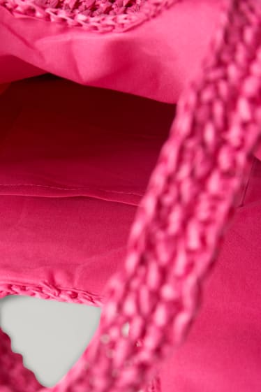 Dames - Shopper van stro - fuchsiarood