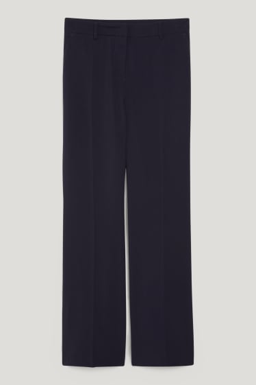 Dámské - Plátěné kalhoty - mid waist - regular fit - tmavomodrá