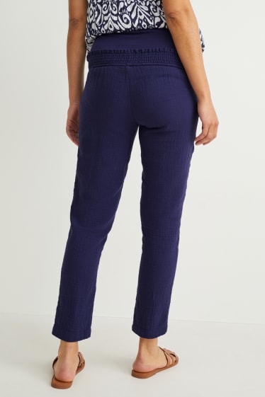 Dámské - Těhotenské kalhoty - tapered fit - tmavomodrá
