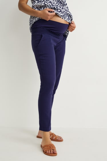 Dámské - Těhotenské kalhoty - tapered fit - tmavomodrá