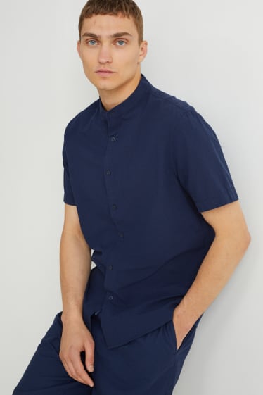 Hombre - Camisa - regular fit - cuello mao - azul oscuro