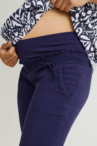 Dámské - Těhotenské kalhoty - tapered fit - tmavomodrá