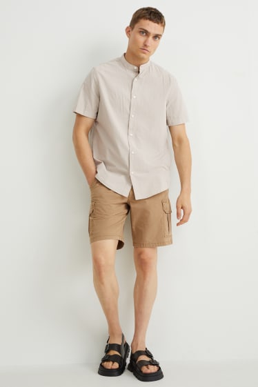Pánské - Košile - regular fit - stojáček - barva kašmíru