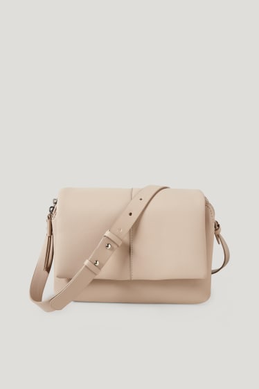 Damen - Umhängetasche - Lederimitat - hellbeige