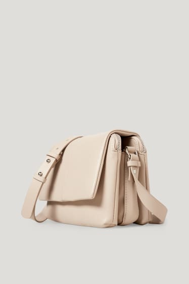 Damen - Umhängetasche - Lederimitat - hellbeige