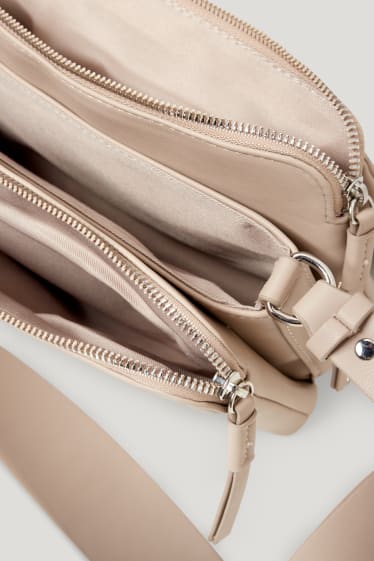 Damen - Umhängetasche - Lederimitat - hellbeige