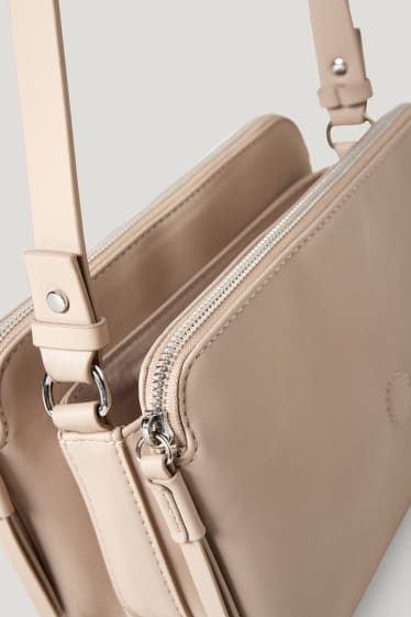 Damen - Umhängetasche - Lederimitat - hellbeige