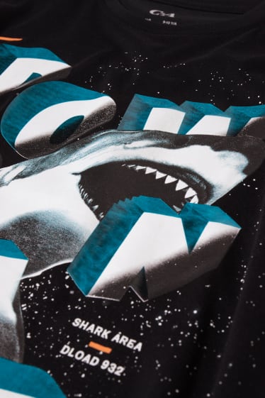 Reverskraag - T-shirt - zwart