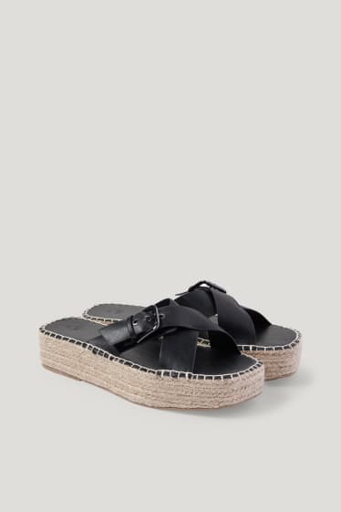 Dames - Espadrilles - imitatieleer - zwart