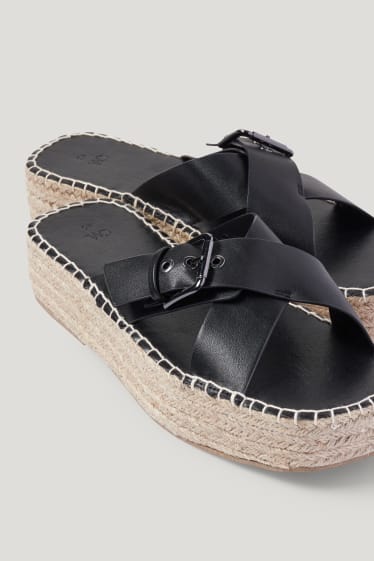 Dames - Espadrilles - imitatieleer - zwart