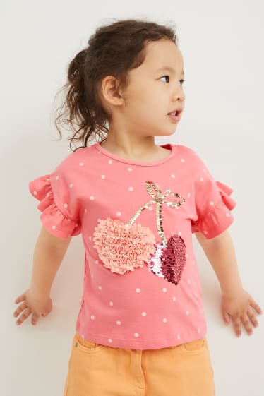 Toddler Girls - Kurzarmshirt - Glanz-Effekt - gepunktet - pink