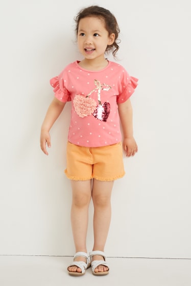 Toddler Girls - Kurzarmshirt - Glanz-Effekt - gepunktet - pink