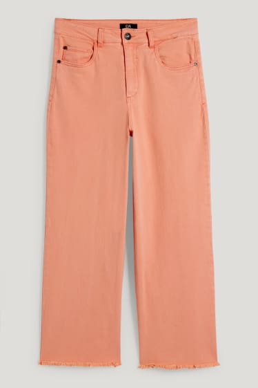 Damen - Wide Leg Jeans - High Waist - coral
