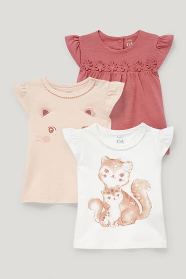 Baby Girls - Multipack 3er - Baby-Kurzarmshirt - schneeweiß