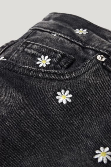 Clockhouse Girls - CLOCKHOUSE - Jeans-Shorts - High Waist - geblümt - jeans-dunkelgrau
