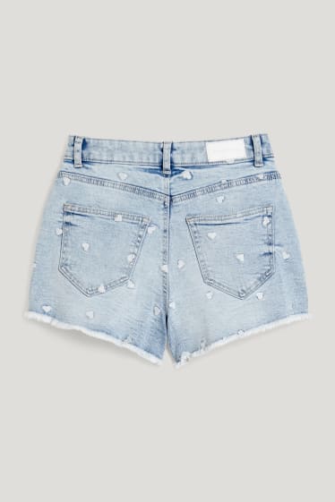 Clockhouse Girls - CLOCKHOUSE - Jeans-Shorts - High Waist - gemustert - jeans-hellblau