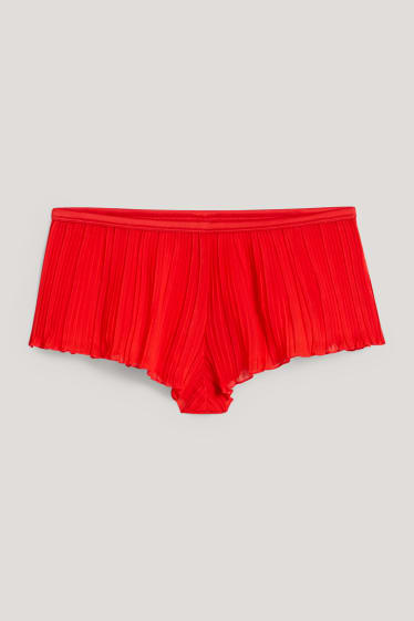Dames - Boxershort - geplisseerd - rood