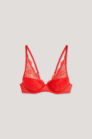 Femmes - Soutien-gorge avec armatures - DEMI - ampliforme - rouge