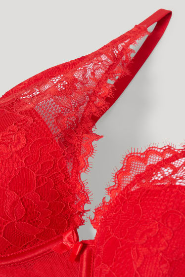 Femmes - Soutien-gorge avec armatures - DEMI - ampliforme - rouge