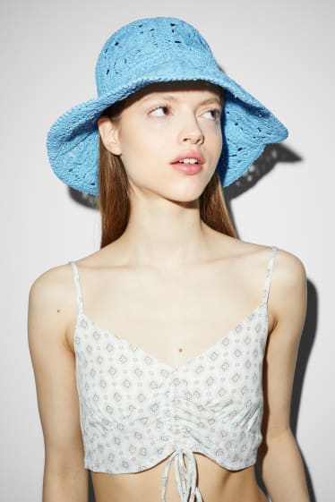 Clockhouse femme - CLOCKHOUSE - chapeau de paille - bleu clair