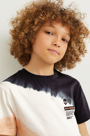 Reverskraag - T-shirt - met patroon - wit