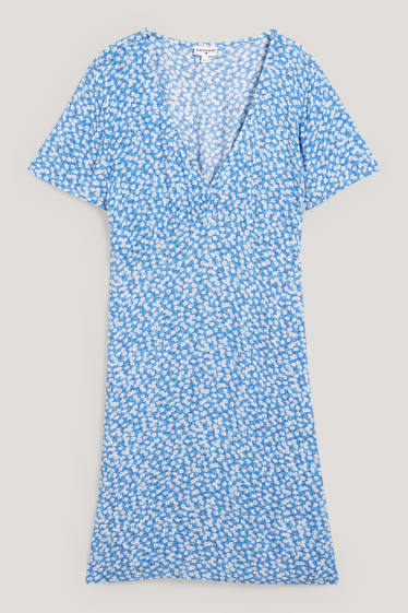 Damen XL - CLOCKHOUSE - A-Linien Kleid - geblümt - blau / weiß