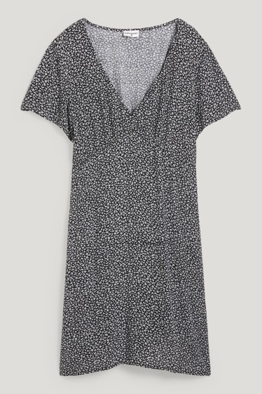 Dames XL - CLOCKHOUSE – A-lijn-jurk - gebloemd - zwart / wit