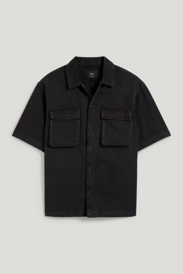 Clockhouse Boys - Camicia di jeans - collo all'italiana - nero